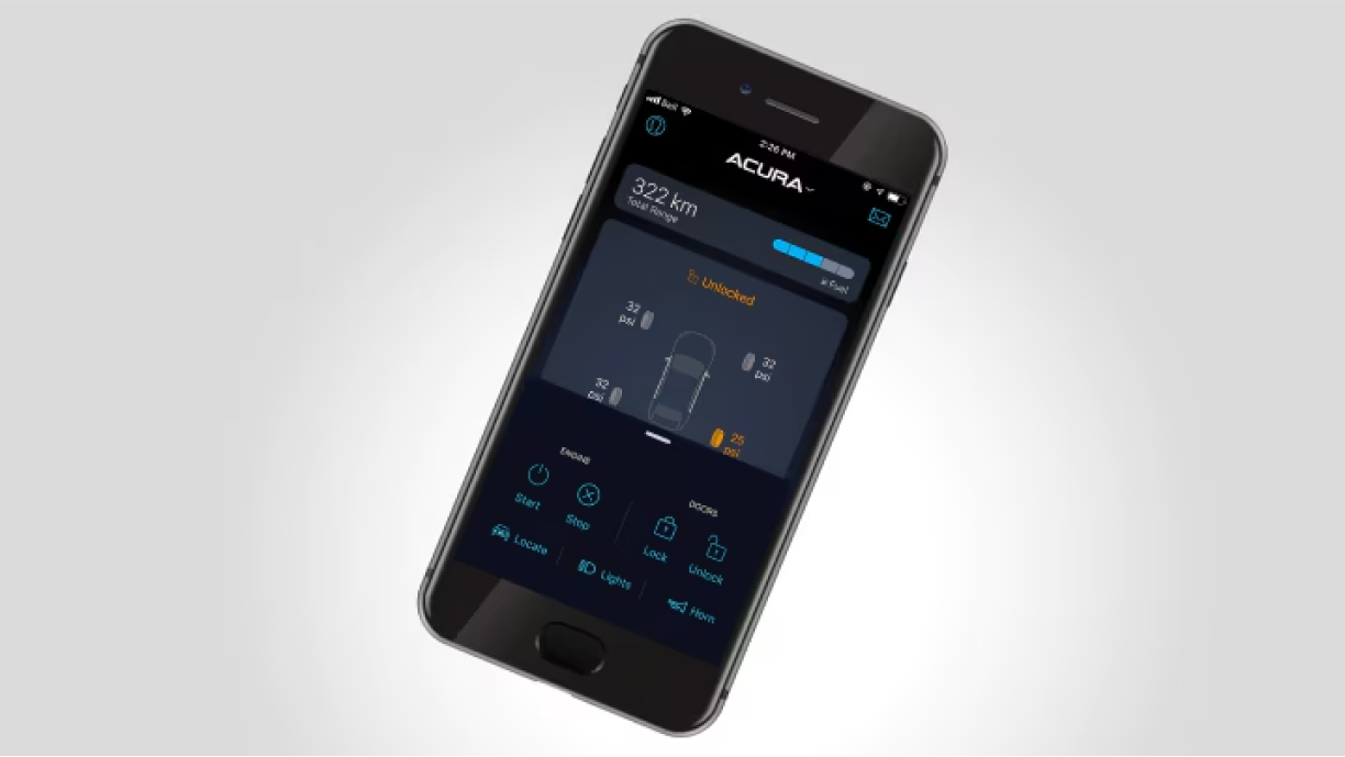 Téléphone intelligent avec écran AcuraLink.